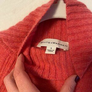 White + Warren Cashmere mockneck Sweater I Heathered Raspberry Pink Size S